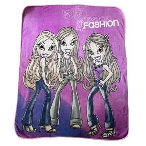 Vintage Y2K Bratz Fleece Throw Blanket Passion 4 Fashion Pink Purple Doll